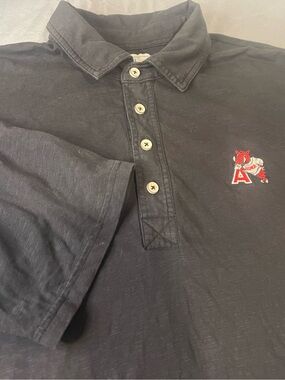 johnnie-O Black Short-Sleeve Polo with Arkansas Razorback Logo